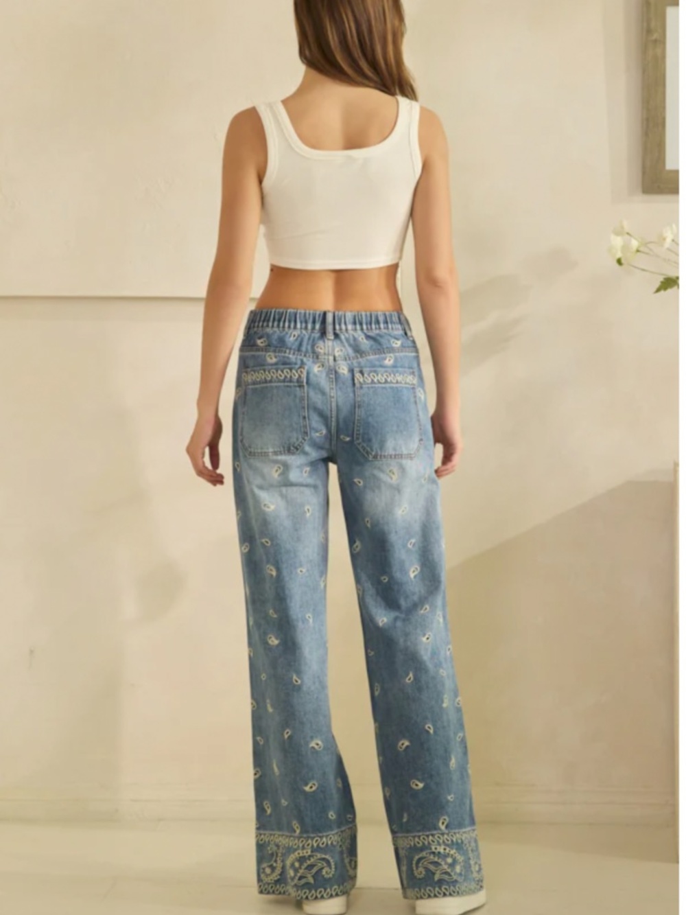 Oli & Hali Light Blue Paisley Embroidered Straight-Leg Jeans - Picture 16 of 16